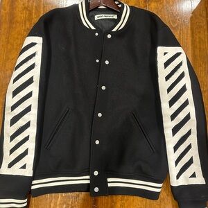 Off-White Monochrome Striped Bomber Jacket